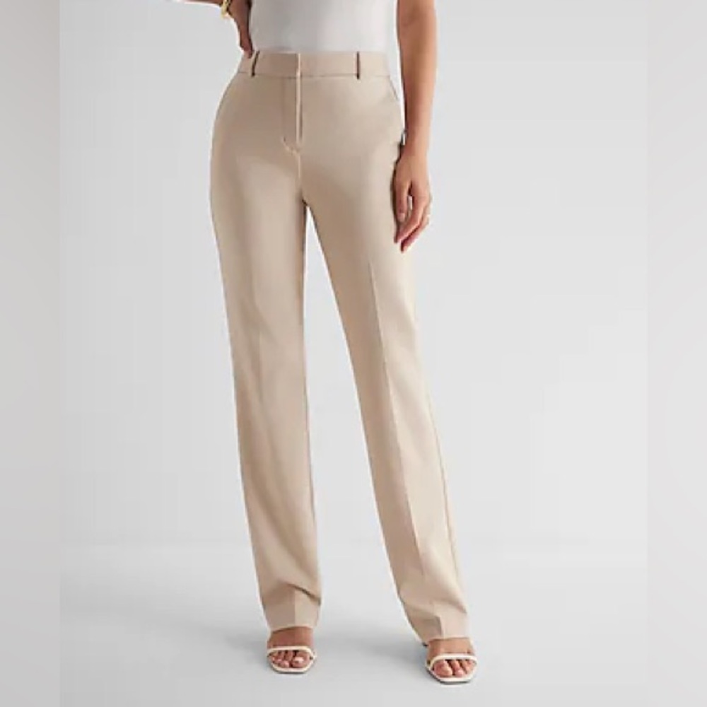 Express Editor Mid Rise Bootcut Pants Trousers size 12 Regular Beige